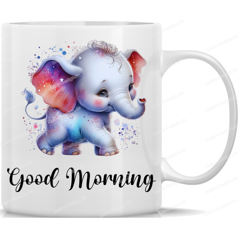 Tasse Kaffeebecher mit Süßem Elefanten Good Morning Motiv - 61