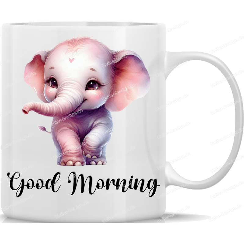 Tasse Kaffeebecher mit Süßem Elefanten Good Morning Motiv - 69