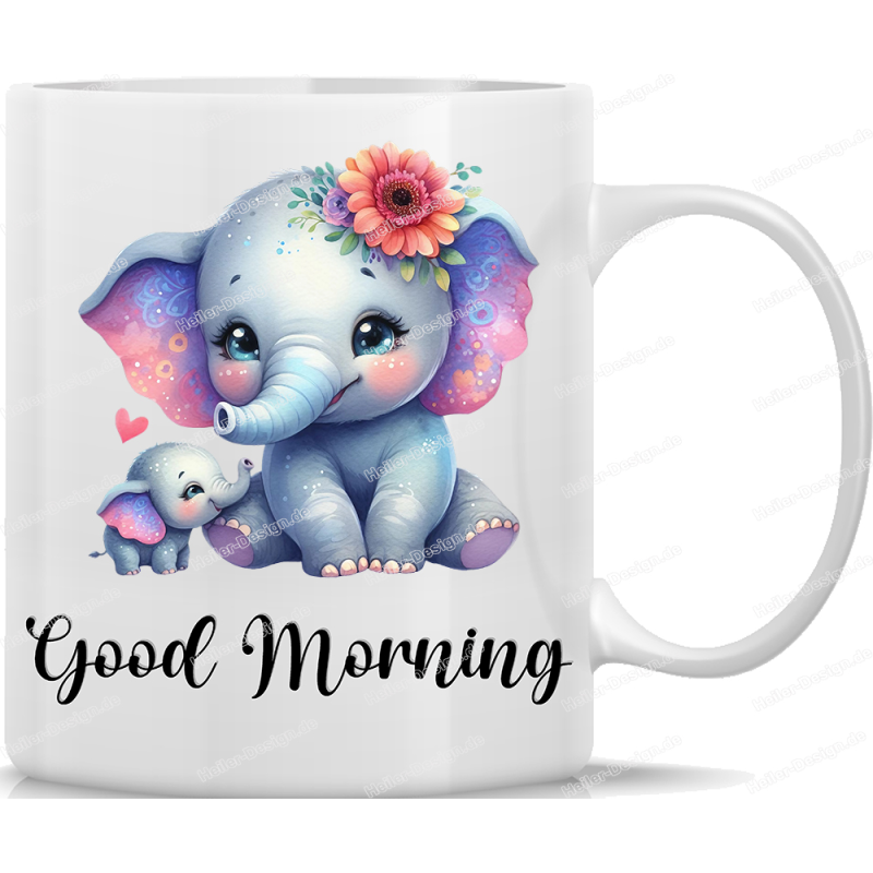 Tasse Kaffeebecher mit Süßem Elefanten Good Morning Motiv - 70