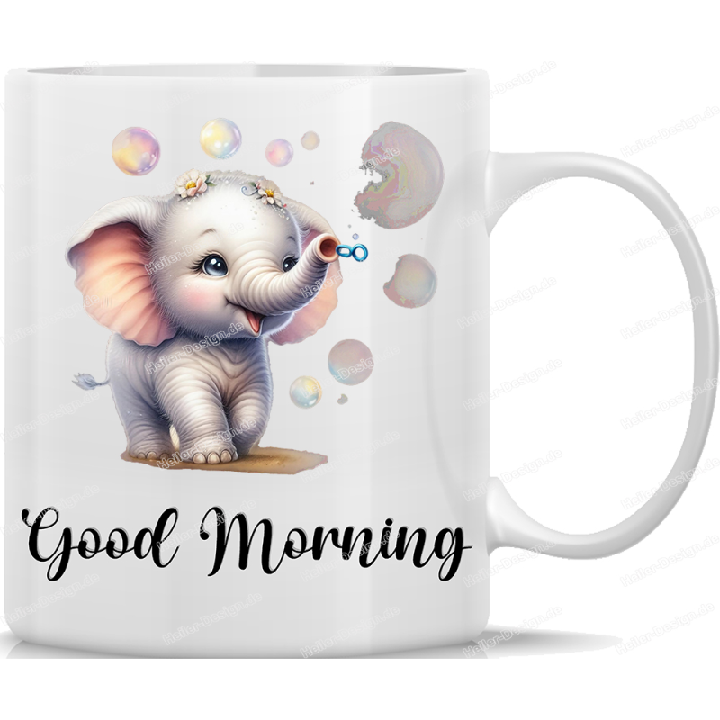 Tasse Kaffeebecher mit Süßem Elefanten Good Morning Motiv - 81