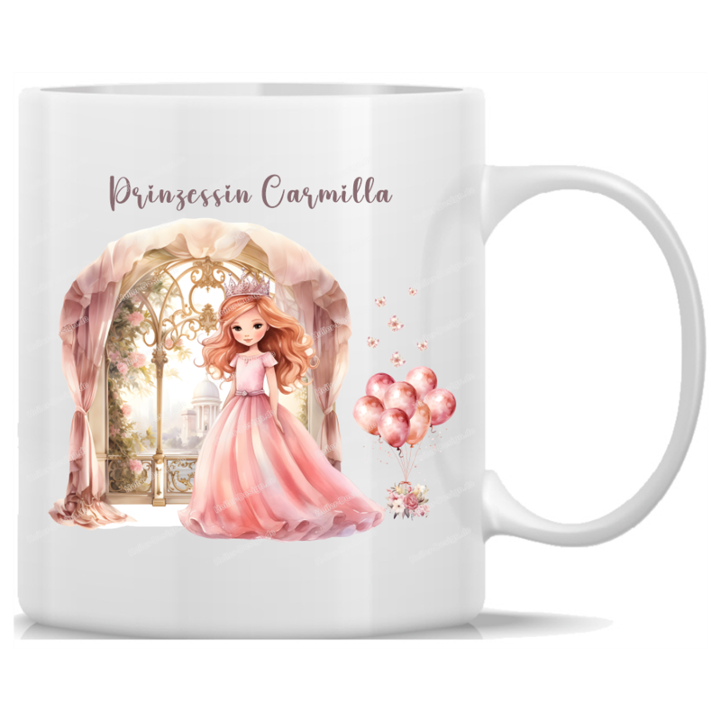Tasse Prinzessin Schloss personalisiert mit eigenem Namen rosa Geschenk Kinder 5