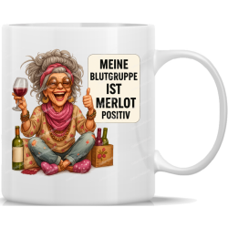 Tasse Kaffeebecher Oma Meine Blutgruppe Merlot positiv - 8