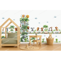 Kindermaßband Wandtattoo Dschungel Safari Tiere Kinderzimmer Deko Messlatte 3
