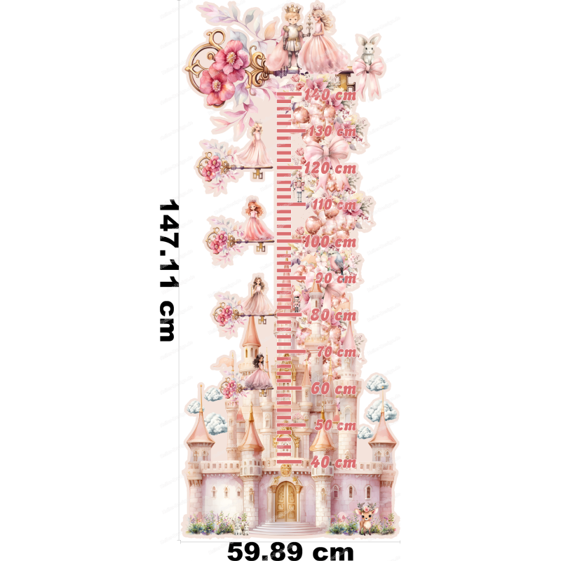Maßband Farbenfrohes Prinzessinnen Wandtattoo Baby Kinderzimmer selbstklebend - 2
