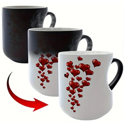 Herzförmige magische Farbwechsel Keramiktasse mit...