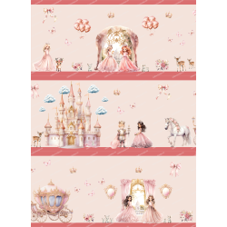 Bordüre Wandaufkleber Wandsticker Wandtattoo Prinzessin Kinderzimmer Babyzimmer Aquarell selbstklebend - 2