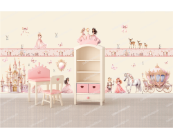 Wall Border Princess Pink Castle Crown Nursery Decor