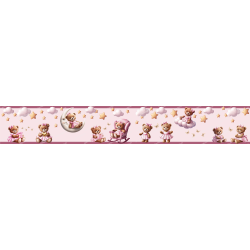 Bordüre Wandaufkleber Wandsticker Wandtattoo Teddybär Kinderzimmer Babyzimmer Aquarell selbstklebend - 1