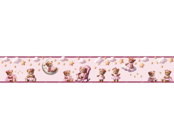 Wandborduere Teddybaeren Rosa Sterne Wolken Kinderzimmer