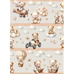 Bordüre Wandaufkleber Wandsticker Wandtattoo Teddybär Kinderzimmer Babyzimmer Aquarell selbstklebend - 2