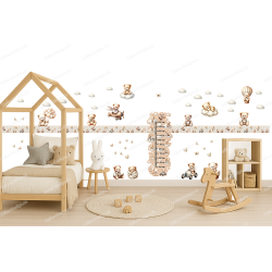 Bordüre Wandaufkleber Wandsticker Wandtattoo Teddybär Kinderzimmer Babyzimmer Aquarell selbstklebend - 2