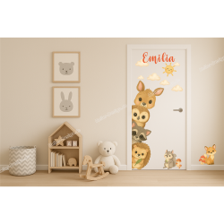 Personalized Door Sticker Forest Animals Woodland Kids...
