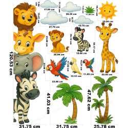 Personalisierter Türaufkleber Dschungel Tiere mit Name Wandtattoo Kinderzimmer 4