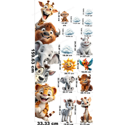 Personalisierter Türaufkleber Dschungel Tiere mit Name Wandtattoo Kinderzimmer 3