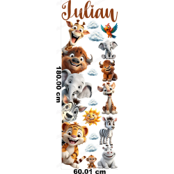 Personalisierter Türaufkleber Dschungel Tiere mit Name Wandtattoo Kinderzimmer 3