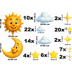 Sun Moon Stars 3D Wall Sticker Kids Room Nursery Bedroom...