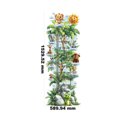 Jungle Height Chart Wall Sticker Safari Animals Kids Room...