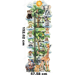 Kindermaßband Wandtattoo Dschungel Safari Tiere Kinderzimmer Deko Messlatte 1