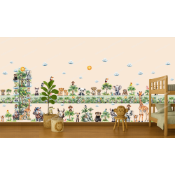 Kindermaßband Wandtattoo Dschungel Safari Tiere Kinderzimmer Deko Messlatte 1