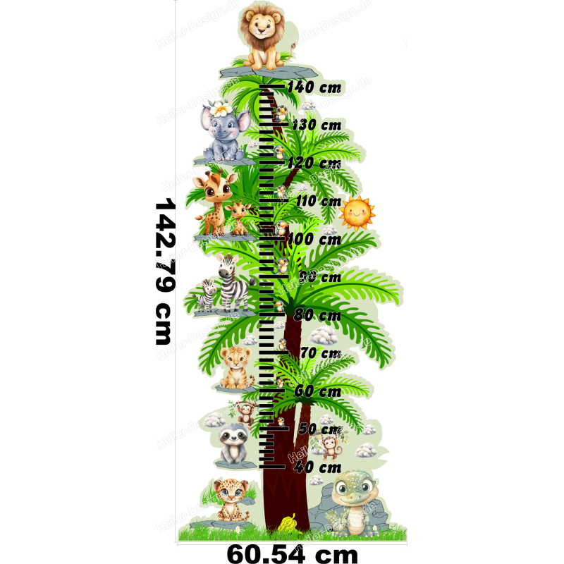 Kindermaßband Wandtattoo Dschungel Safari Tiere Kinderzimmer Deko Messlatte 2