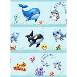 Bordüre Meer Meerestiere Delfin Wal Schildkröte...