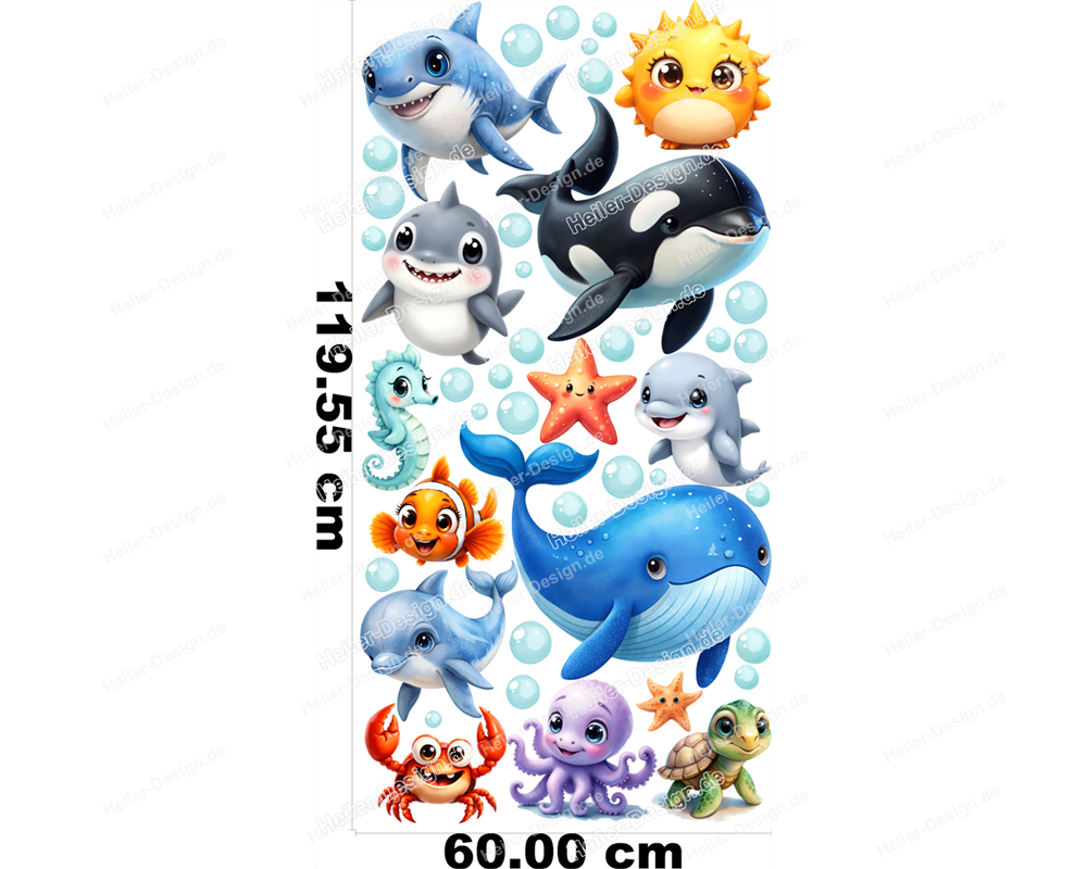 wandtattoo-meerestiere-delfin-wal-schildkr-te-clownfisch-krake-hai-ki