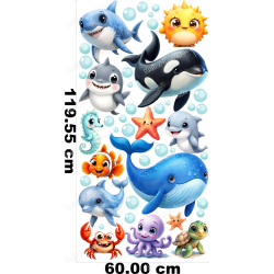Wandtattoo Meerestiere Delfin Wal Schildkröte...