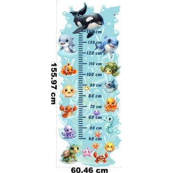 Messlatte Meerestiere Wandtattoo Bunte Unterwasser Tiere...