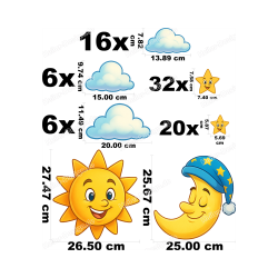 Sun Moon Stars Disney Style Wall Sticker Kids Room...