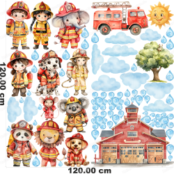 Wandtattoo Feuerwehr Kinderzimmer Deko Feuerwehrmann...