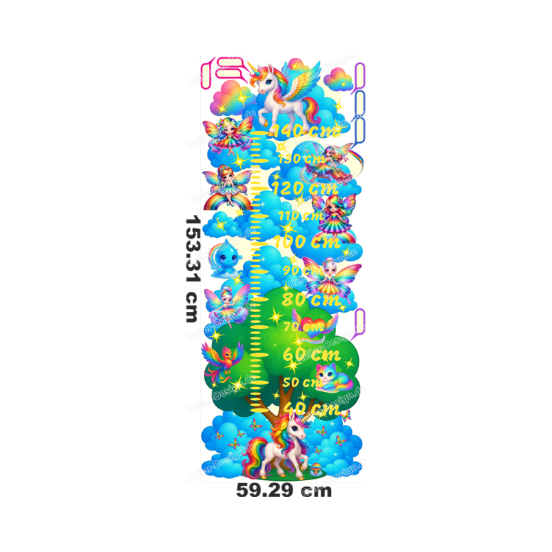 Kids Height Chart Unicorn Fairy Fantasy Wall Sticker Growth Chart Decor 1