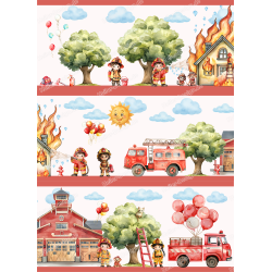 Kinderzimmer Bordüre Feuerwehr Wandtattoo...
