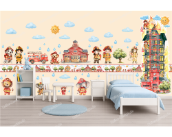 Wandborduere Feuerwehr Kinderzimmer Wanddeko Einsatz Fahrzeuge Jungen