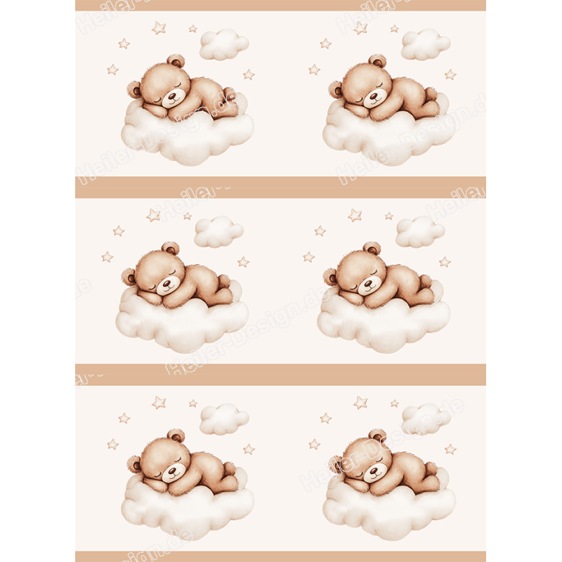 Wandbordüre Teddybären Kinderzimmer Babyzimmer Deko Wandtattoo Bordüre Bär Sterne 3-034