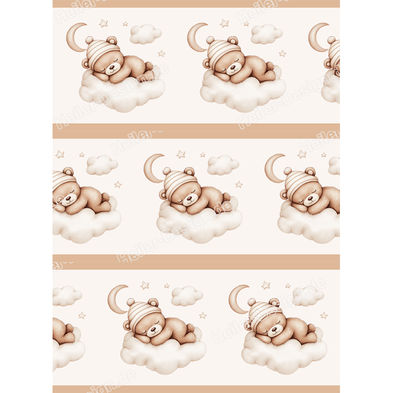 Teddy Bear Wall Border Kids Room Decor Nursery Wall Sticker Baby Room Bears Clouds Stars 3-035