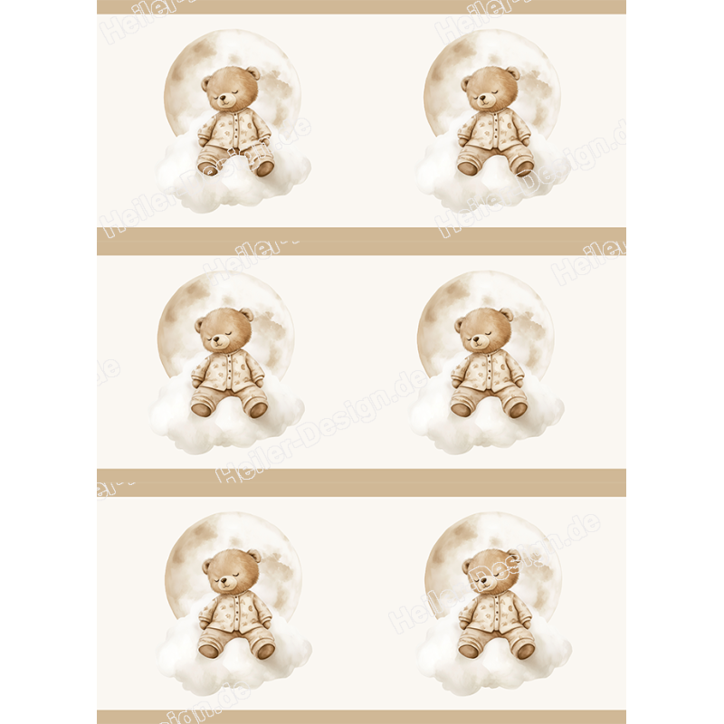 Teddy Bear Wall Border Kids Room Decor Nursery Wall Sticker Baby Room Bears Clouds Stars 3-044