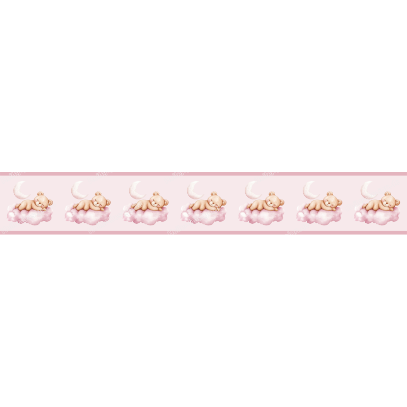 Teddy Bear Wall Border Kids Room Decor Nursery Wall Sticker Baby Room Bears Clouds Stars 4-082