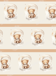 Wall Border Sitting Teddy Bear on Moon with Stars Nursery