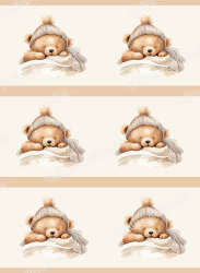 Wall Border Sleeping Teddy Bear with Hat Nursery