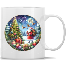 Tasse Kaffeebecher Winter rund Weihnachtsmann im Wald...