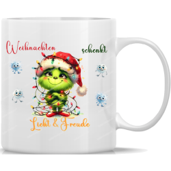 Tasse Kaffeebecher Winter Zottelgreen mit Lichterkette...