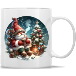 Tasse Kaffeebecher Winter rund Wichtel mit Tasse Ho Ho Ho 42