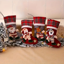 Weihnachtsstrumpf Stoff Nikolausstiefel mit 3D Figuren personalisierbar mit Name