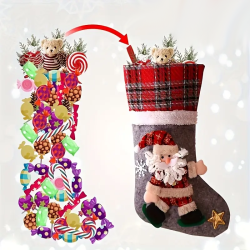 Weihnachtsstrumpf Stoff Nikolausstiefel mit 3D Figuren personalisierbar mit Name