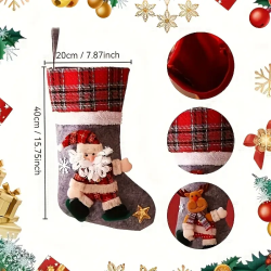 Weihnachtsstrumpf Stoff Nikolausstiefel mit 3D Figuren personalisierbar mit Name