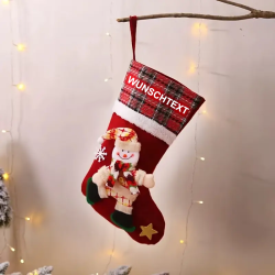 Weihnachtsstrumpf Stoff Nikolausstiefel mit 3D Figuren personalisierbar mit Name