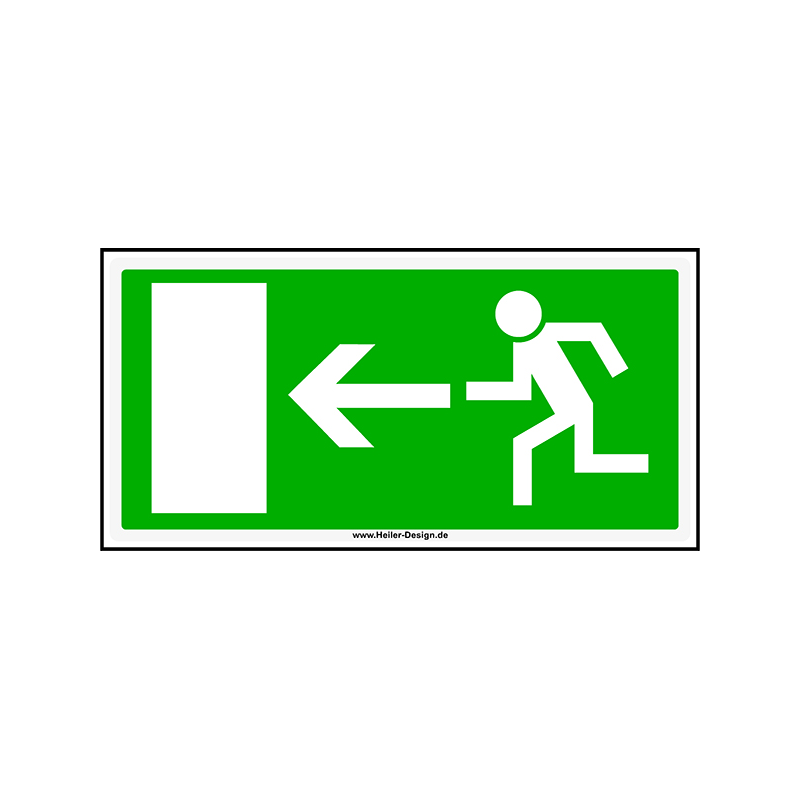 Information sign Emergency exit arrow left 300 mm x 400 mm 2 mm PVC rigid foam board Without Corners square