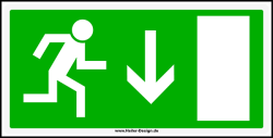Hinweisschild Notausgang Pfeil nach Unten 200 mm x 300 mm...