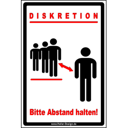Hinweisschild Diskretion Bitte Abstand halten! 200 mm x...