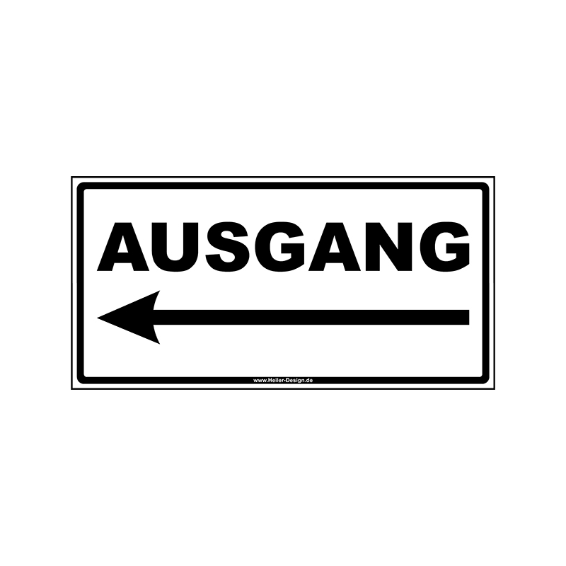 Hinweisschild Ausgang Pfeil nach links 200 mm x 300 mm 1 mm PVC Hartschaumplatte 2 x Beidseitig Schaumklebepads Ecken eckig